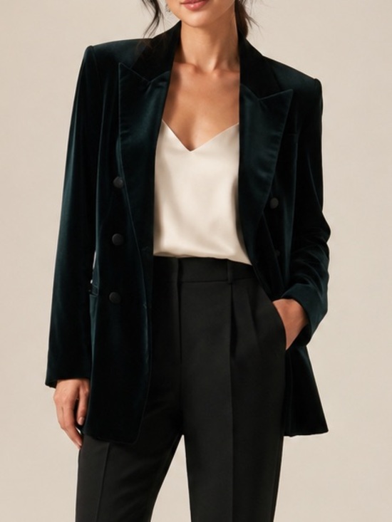 Banana Republic Jackets & Blazers - Banana Republic Petite 2 Dark Teal Velvet Double Breasted Blazer